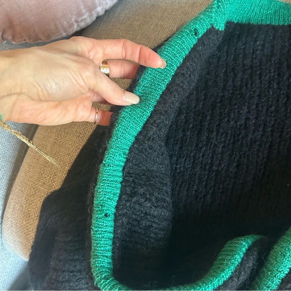 THIERRY MUGLER Vintage Back and Green Boatneck Sweater sz 42 / US 6 - Picture 13 of 14